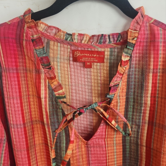 Bhanuni by Jyoti for Anthropologie Embroidered Peplum Boho Blouse Multicolor M - Picture 7 of 13